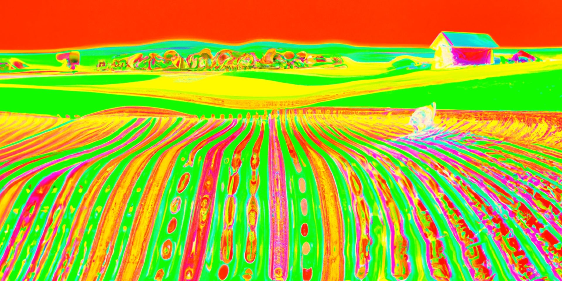 Surreal hilly landscape of farmlands