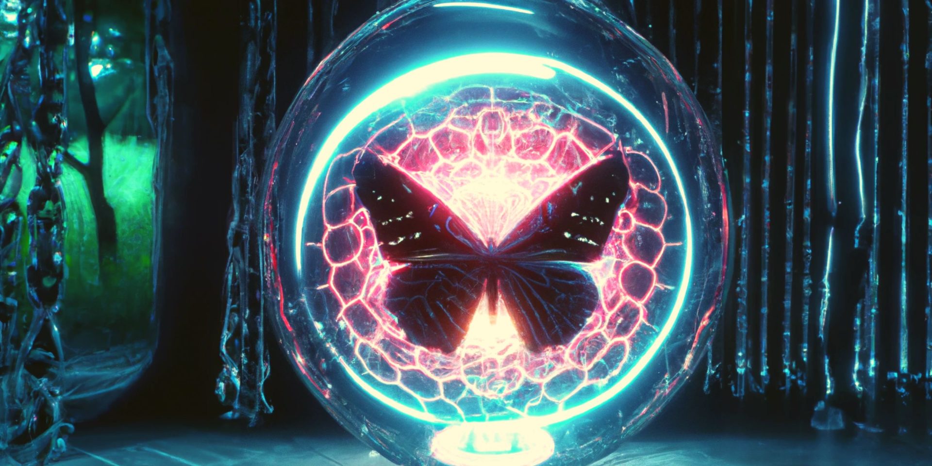 Butterfly inside a glowing orb